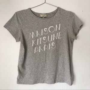 Maison Kitsune Cropped Heather Jersey Printed Tee